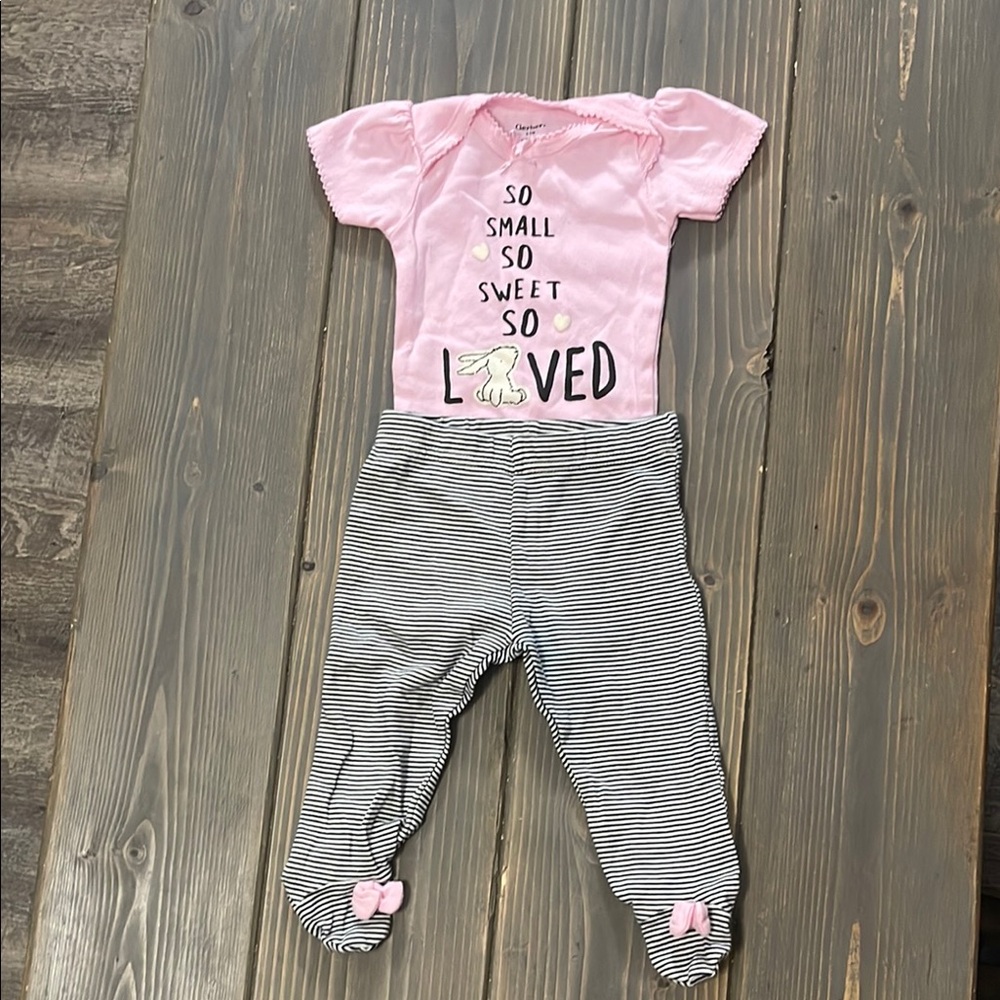 Gerber Pink Onesie and Striped Pants Set